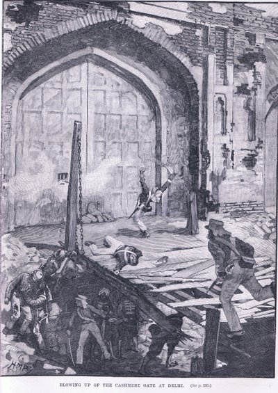 Explosion de la porte de Cachemire à Delhi 1857 AD - Henry Marriott Paget